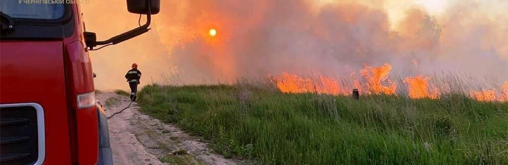 На Чернігівщині під час пожежі сухої трави загинула людина, ще одну – травмовано