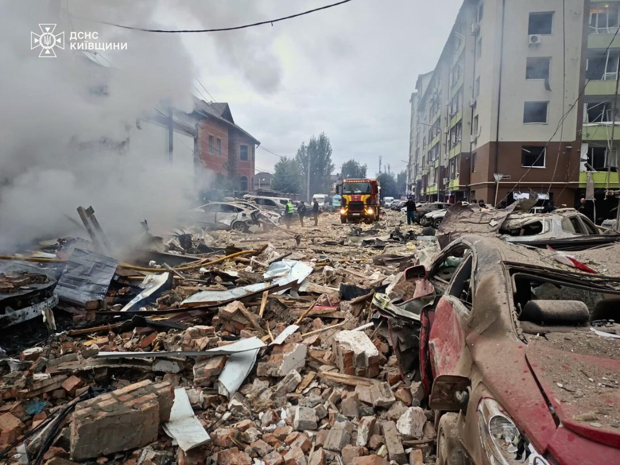 Фото: ДСНС України, Наслідки атаки на Київщину Наслідки атаки на Київщину