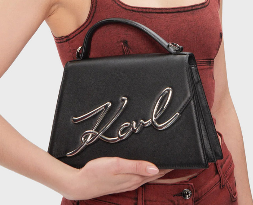 rechi.ua. Черная сумка Karl Lagerfeld с брендовым декором